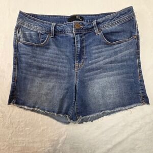 1822 Denim‎ Women Blue Cutoff Jean Shorts Size 14 CA99M4067F5 Raw Hem Distressed